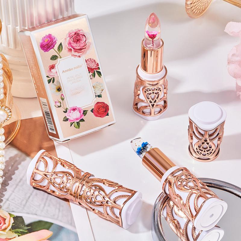 3pcs Crystal Flower Jelly Lipstick Set Temperature Changing Lip Gloss