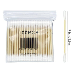 Dual-Tip Wooden Swabs for Ear Makeup & Pet Care
