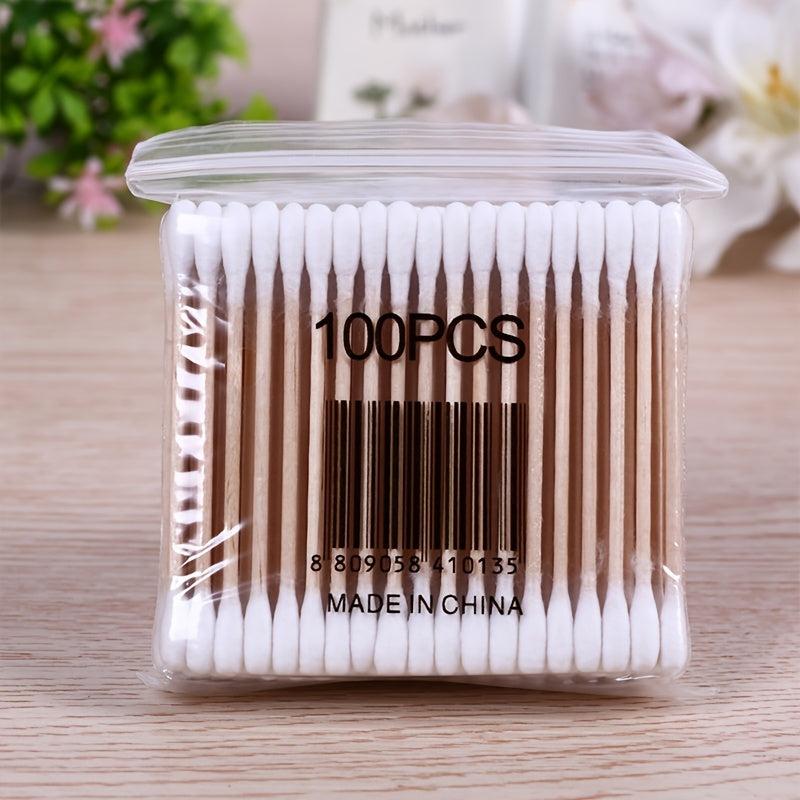 Dual-Tip Wooden Swabs for Ear Makeup & Pet Care
