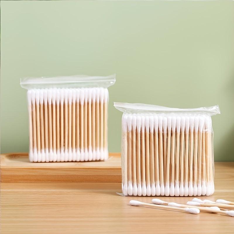 Dual-Tip Wooden Swabs for Ear Makeup & Pet Care