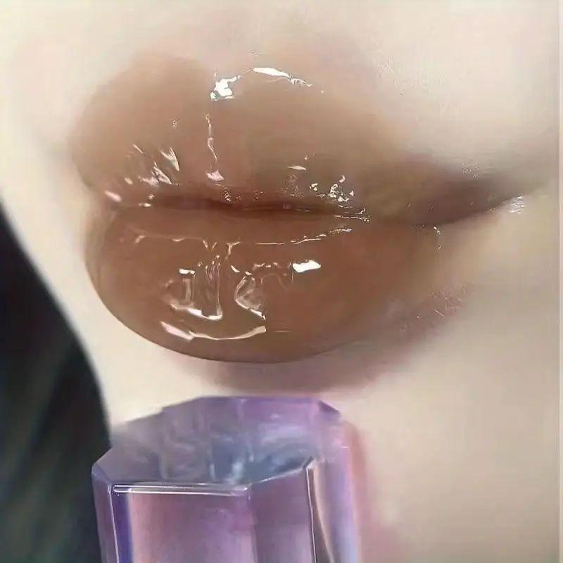 Lustrous Lip Glaze Dewy Finish Lip Gloss Gray Pink Brightening Plumping Tint