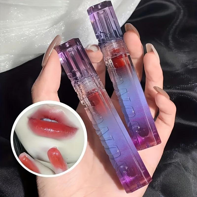 Lustrous Lip Glaze Dewy Finish Lip Gloss Gray Pink Brightening Plumping Tint
