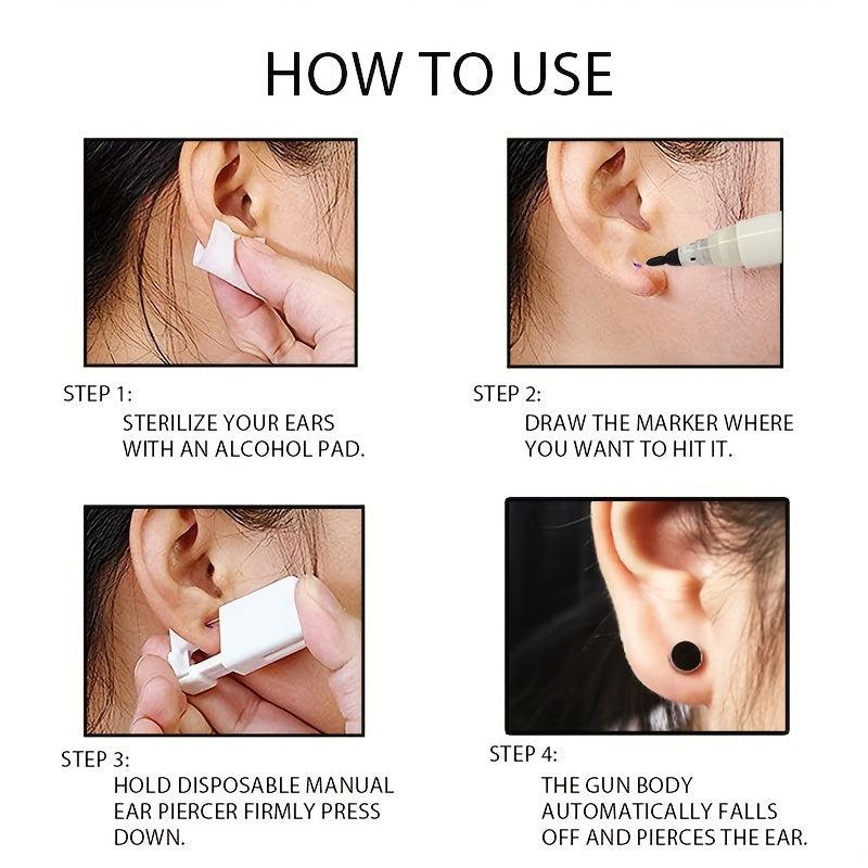 2 Pcs Sterile Ear Piercing Kit Painless Tool with Earrings