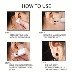 2 Pcs Sterile Ear Piercing Kit Painless Tool with Earrings