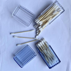 30pcs Double Head Swabs With Clear Square Storage Box Round
