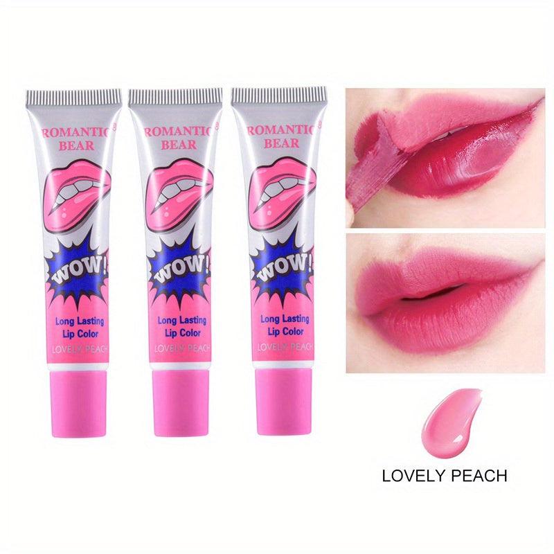 3PCS Peel Off Liquid Lipstick Set Waterproof Long Lasting Lip Gloss Tint