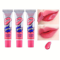 3PCS Peel Off Liquid Lipstick Set Waterproof Long Lasting Lip Gloss Tint