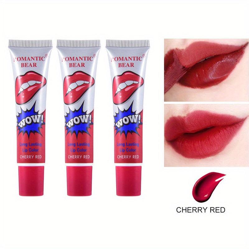 3PCS Peel Off Liquid Lipstick Set Waterproof Long Lasting Lip Gloss Tint