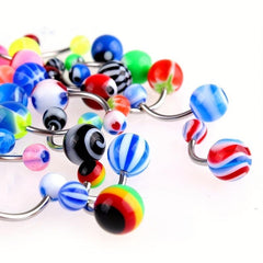 40 Stainless Steel Navel Rings - Mixed Design for Body Piercing