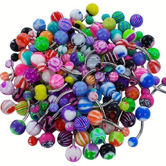 40 Stainless Steel Navel Rings - Mixed Design for Body Piercing