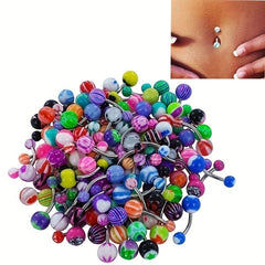40 Stainless Steel Navel Rings - Mixed Design for Body Piercing