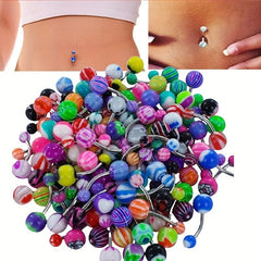40 Stainless Steel Navel Rings - Mixed Design for Body Piercing