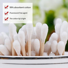 Biodegradable Bamboo Swabs 300pcs Double-ended Stick Box Makeup Ears Cleaning
