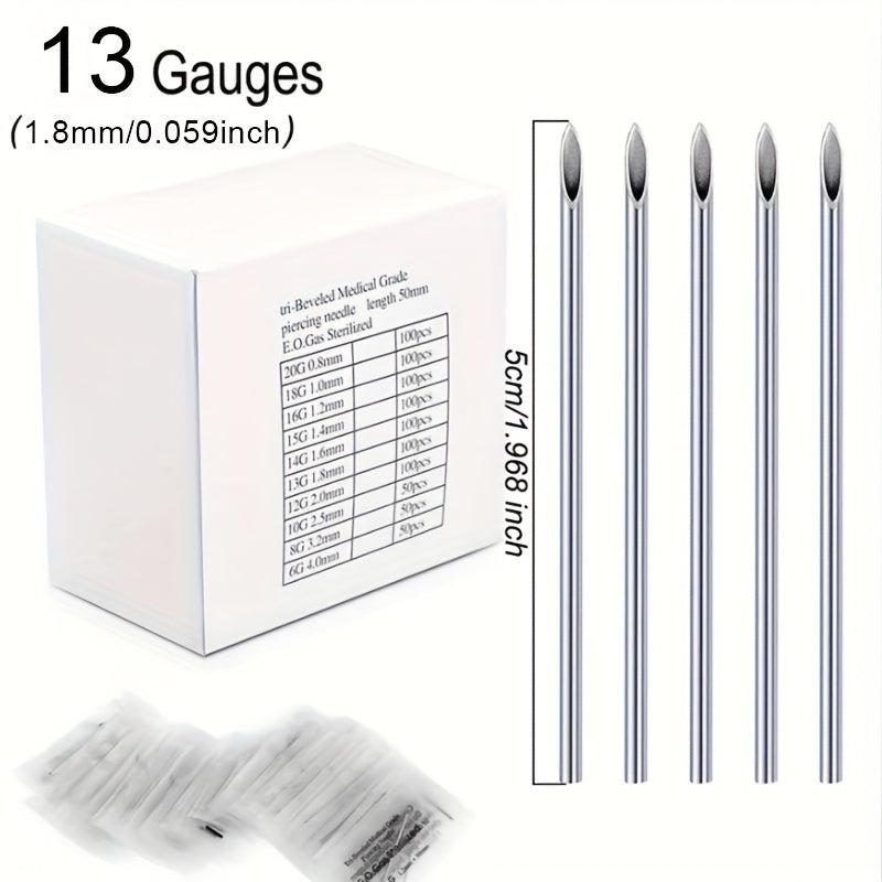 100pcs Disposable Piercing Needles Stainless Steel Sterile Kit