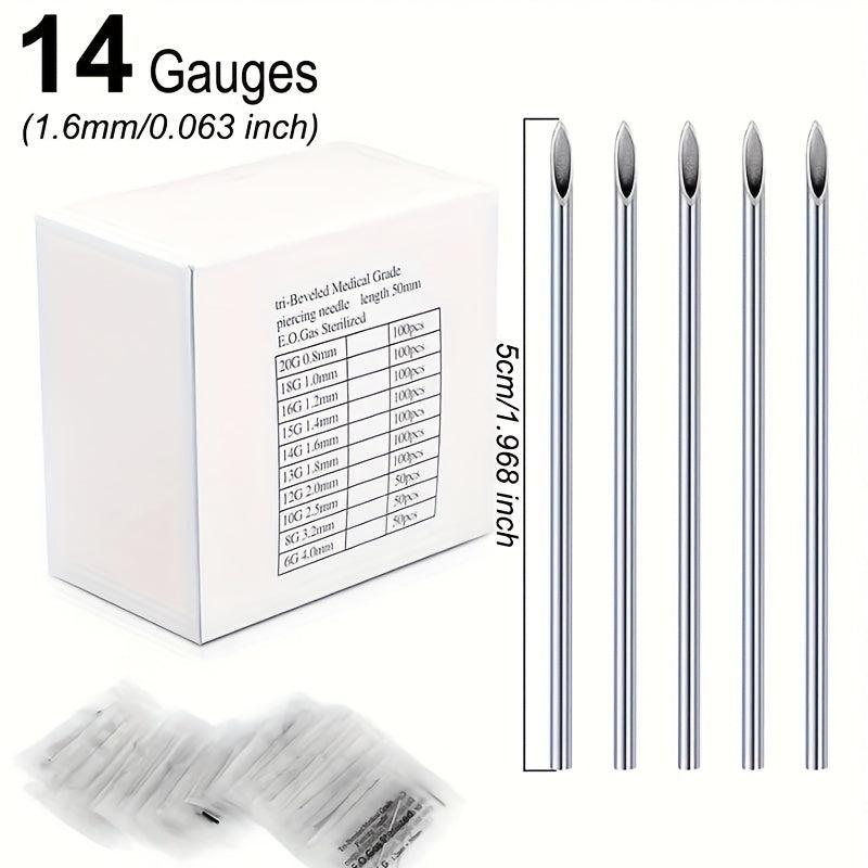 100pcs Disposable Piercing Needles Stainless Steel Sterile Kit