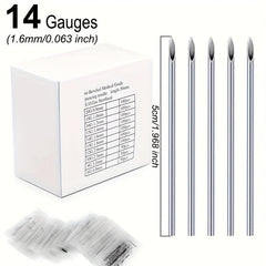 100pcs Disposable Piercing Needles Stainless Steel Sterile Kit