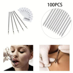 100pcs Disposable Piercing Needles Stainless Steel Sterile Kit