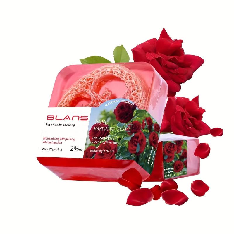 100g Rose Loofah Soap Hydrating Exfoliating Smoothing