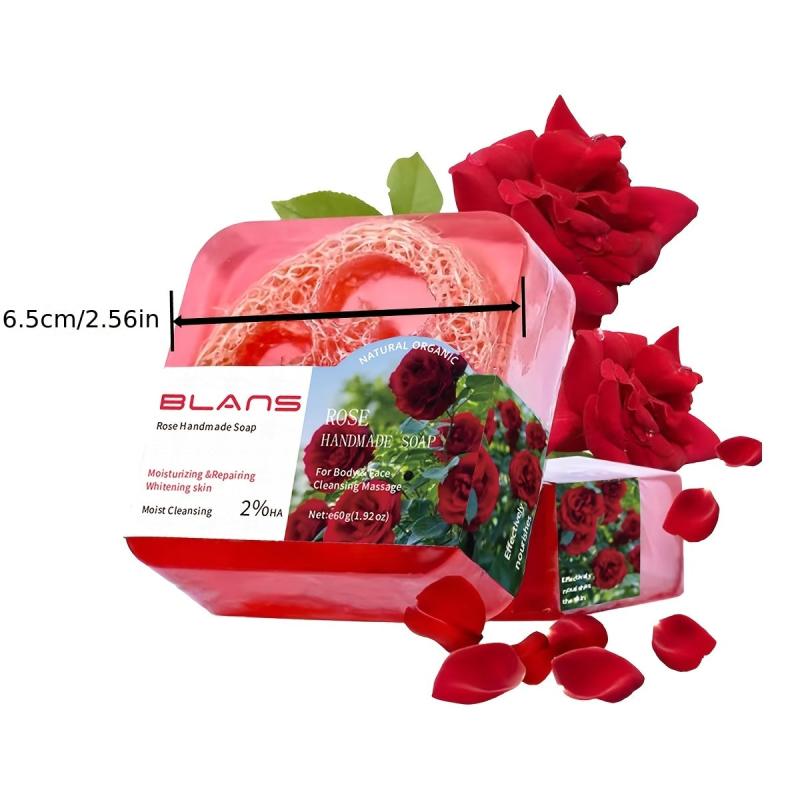 100g Rose Loofah Soap Hydrating Exfoliating Smoothing
