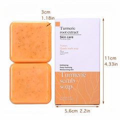 Turmeric Soap 70g Travel Size with Foaming Net, Natural Soap for Face and Body