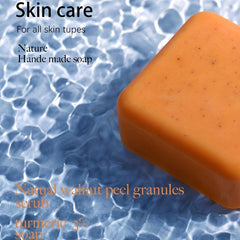 Turmeric Soap 70g Travel Size with Foaming Net, Natural Soap for Face and Body