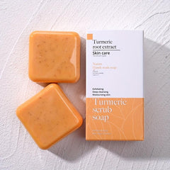 Turmeric Soap 70g Travel Size with Foaming Net, Natural Soap for Face and Body