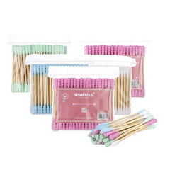 500Pcs Double Head Spiral Cotton Swabs Ear Cleaning Makeup