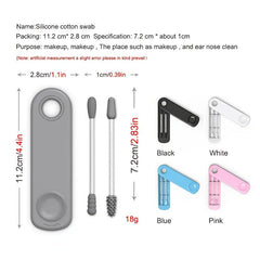 Reusable Ear Swab And Makeup Swabs Kit Silicone Cotton Swabs