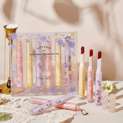 6 PCS Heart Lipstick Gloss Mirror Set Moisturizing Non Stick Lipstick Pen