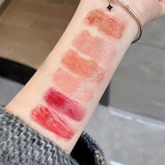 6 PCS Heart Lipstick Gloss Mirror Set Moisturizing Non Stick Lipstick Pen