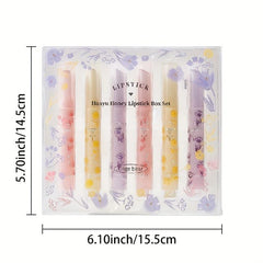 6 PCS Heart Lipstick Gloss Mirror Set Moisturizing Non Stick Lipstick Pen
