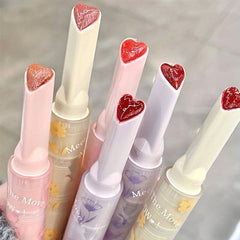6 PCS Heart Lipstick Gloss Mirror Set Moisturizing Non Stick Lipstick Pen