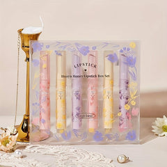 6 PCS Heart Lipstick Gloss Mirror Set Moisturizing Non Stick Lipstick Pen