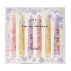 6 PCS Heart Lipstick Gloss Mirror Set Moisturizing Non Stick Lipstick Pen