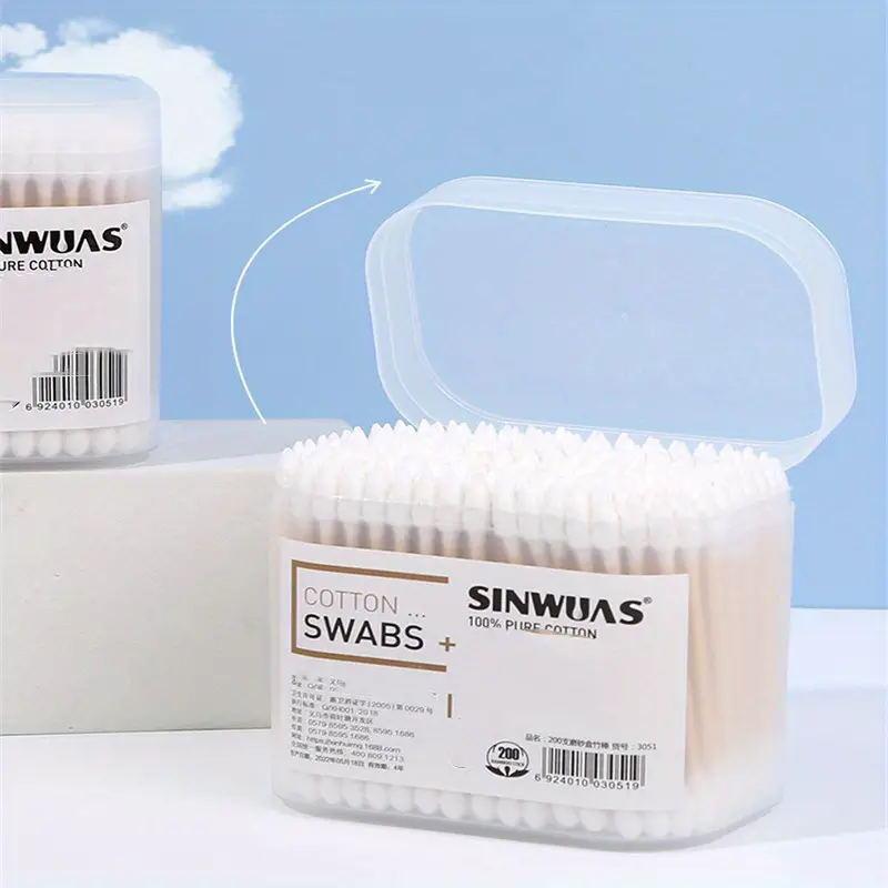 200pcs Disposable Cotton Swabs Wooden Stick Sanitary Cotton Buds