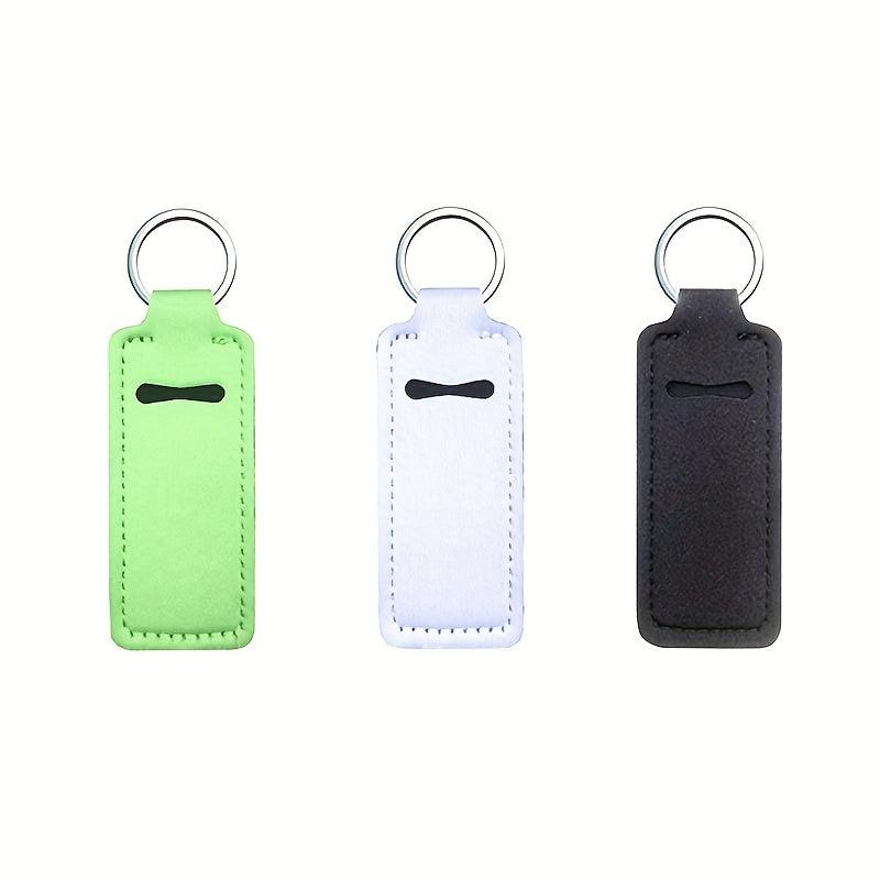 3pcs Lip Balm Pouch Keychain Holder Elastic Home Travel Outdoor