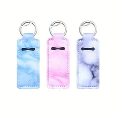 3pcs Lip Balm Pouch Keychain Holder Elastic Home Travel Outdoor