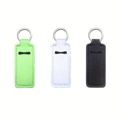 3pcs Lip Balm Pouch Keychain Holder Elastic Home Travel Outdoor