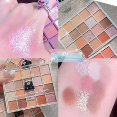 20-Color Eyeshadow Palette Matte Pearly Sequin Finish Smudge Proof Sweatproof