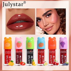 6-Piece Makeup Mirror Lip Glaze Set - Moisturizing Lipstick