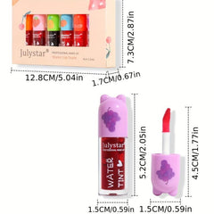 6-Piece Makeup Mirror Lip Glaze Set - Moisturizing Lipstick