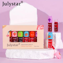 6-Piece Makeup Mirror Lip Glaze Set - Moisturizing Lipstick