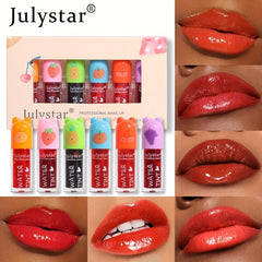 6-Piece Makeup Mirror Lip Glaze Set - Moisturizing Lipstick