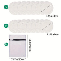 16pcs Organic Reusable Makeup Remover Pads Washable Bamboo Pads Eco Friendly