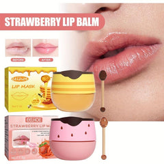2pcs Honey Strawberry Lip Mask With Lip Brush Moisturizing