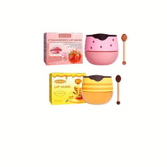 2pcs Honey Strawberry Lip Mask With Lip Brush Moisturizing