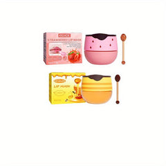 2pcs Honey Strawberry Lip Mask With Lip Brush Moisturizing