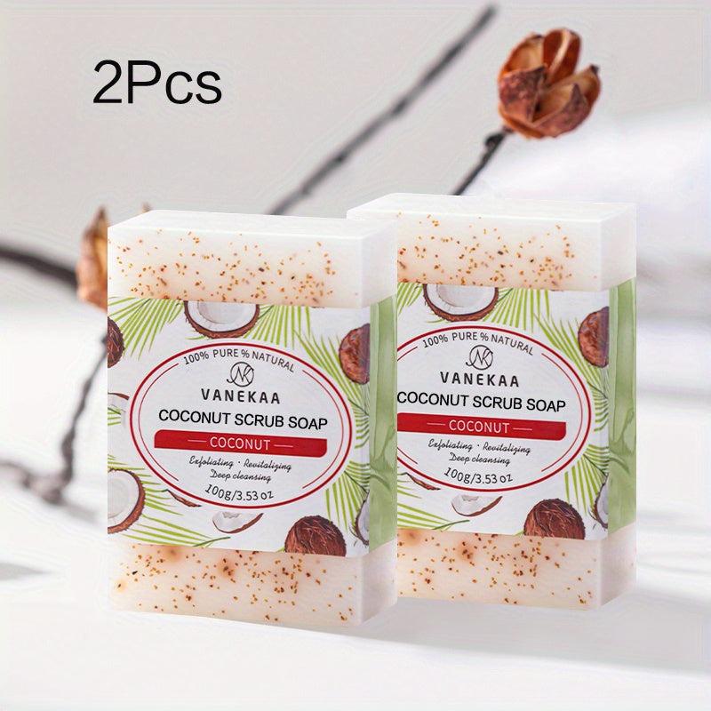 Coconut Scrub Soap for Body and Face - Organic Ingredients - All Skin Types