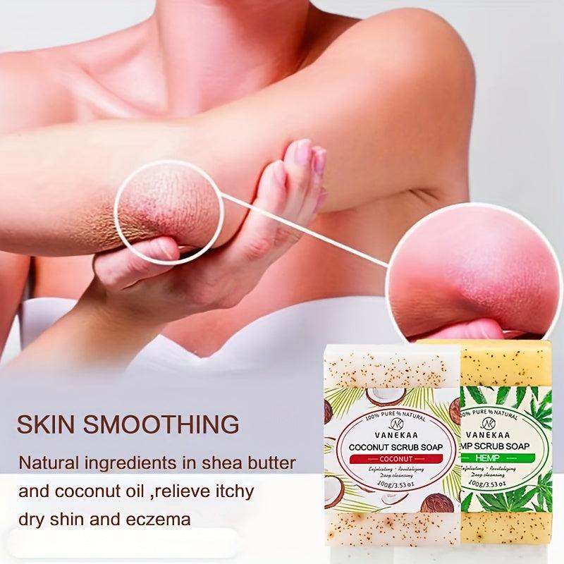 Coconut Scrub Soap for Body and Face - Organic Ingredients - All Skin Types