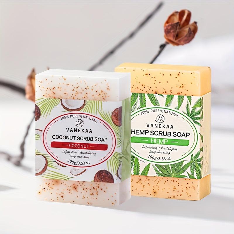Coconut Scrub Soap for Body and Face - Organic Ingredients - All Skin Types